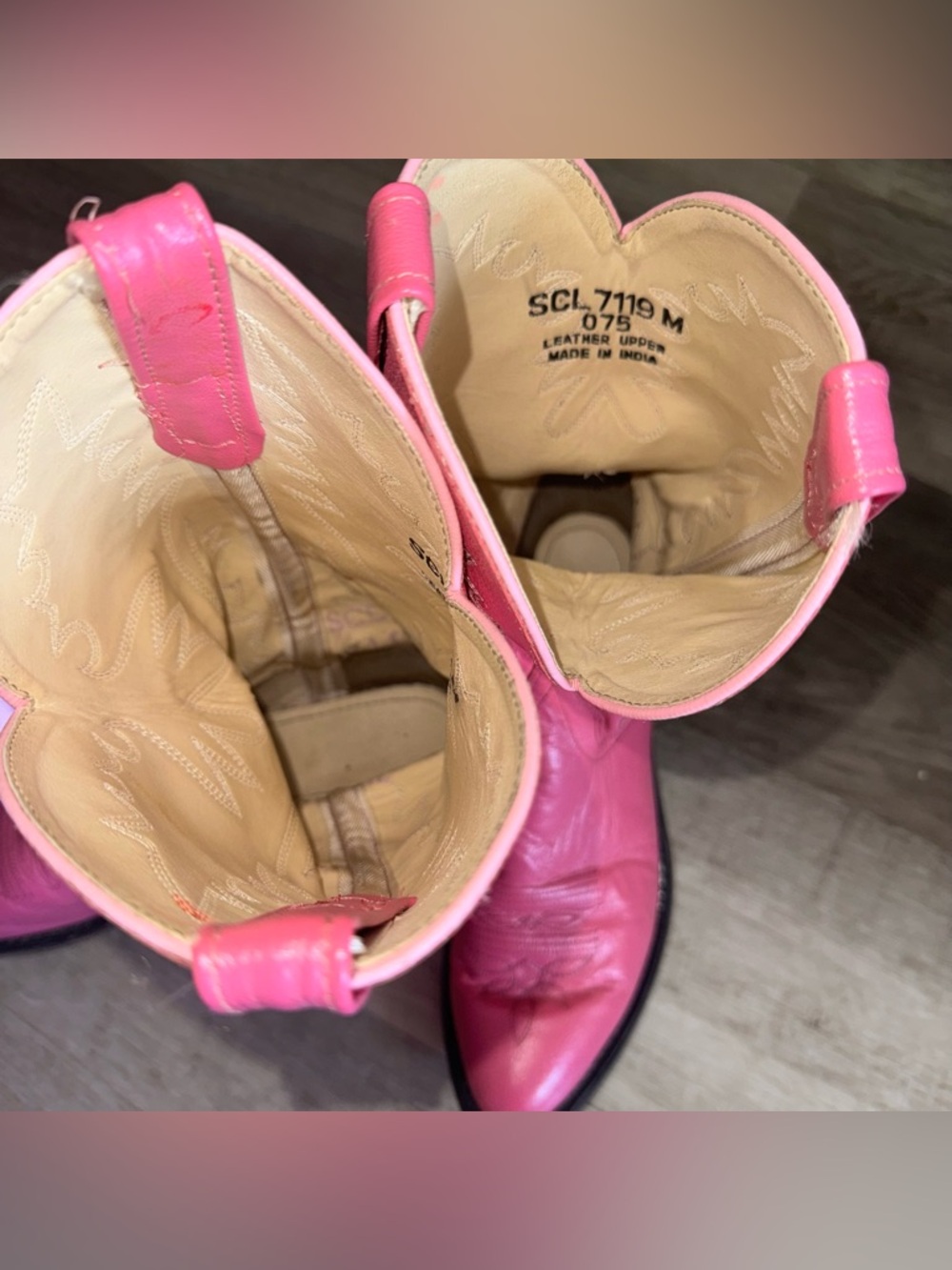 Pink Authentic Genuine Leather Cowboy Boots - Picture 5 of 11